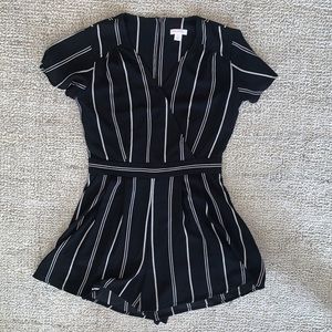 Like New Black & White Striped Romper